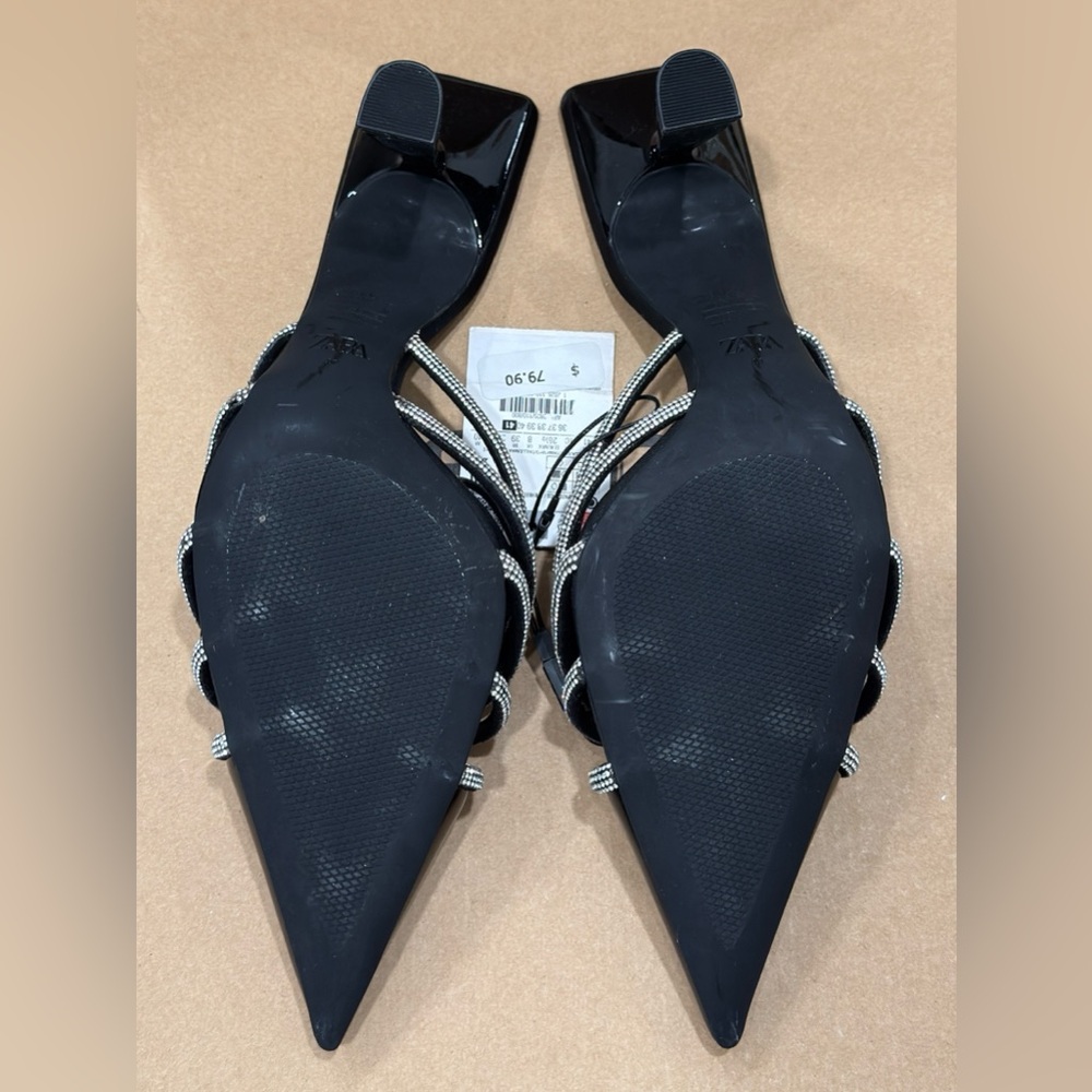 ZARA RHINESTONE HEELED MULES - Picture 9 of 12